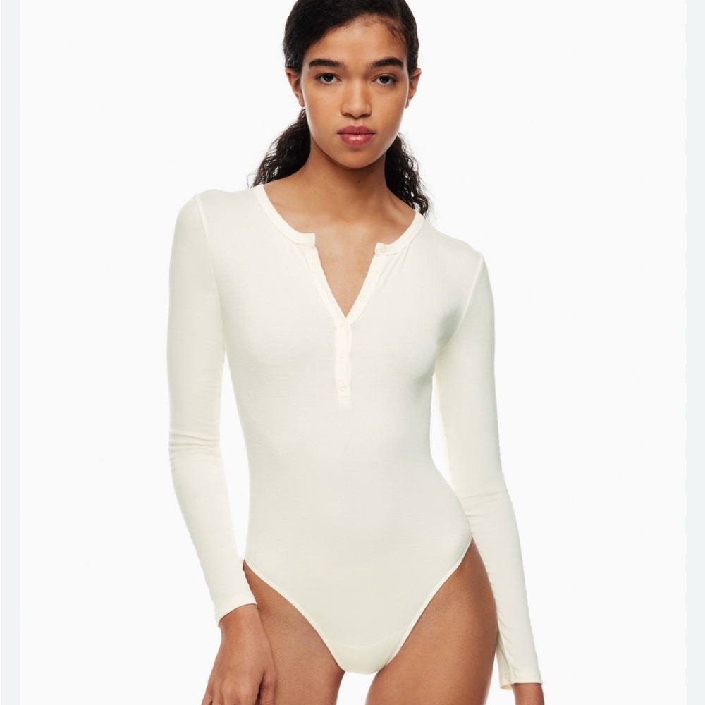 Banana Republic Women's Cream Long Sleeve Bodysuit
